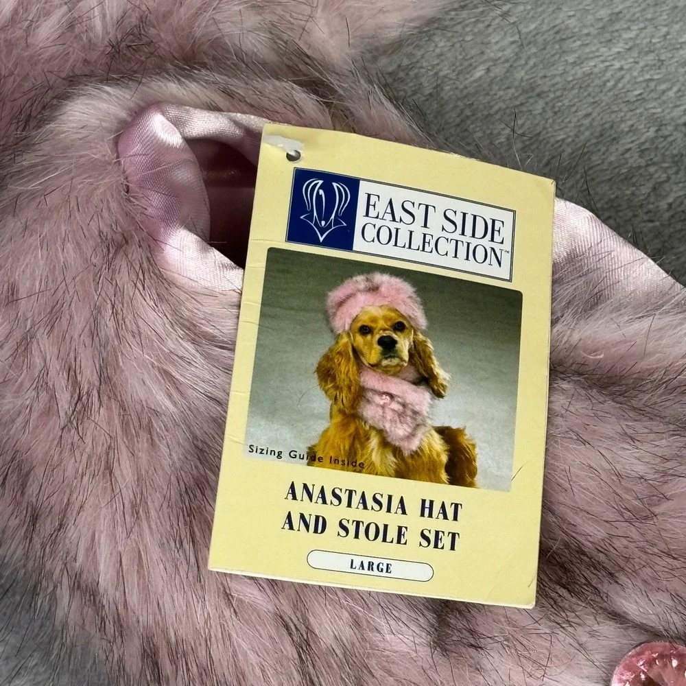 East Side Anastasia Hat and Stole Set Pet Large Pink‎ Faux Fur ZA5341675